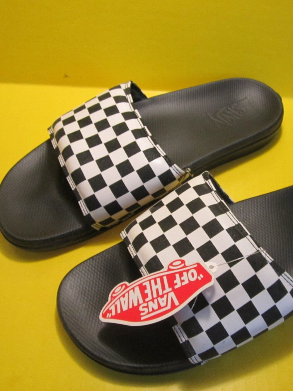 Vans Slide-One On Sandal Slipper Checkerboard Black VN0A5ELS5GX Mens Size 10